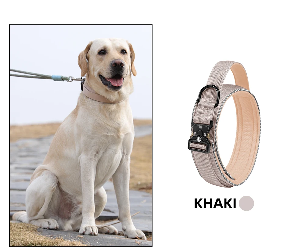 Taktisches Hundehalsband, verstellbares Hundehalsband für mittelgroße und große Hunde, Golden Retriever-Halsband mit Kontrollgriff, hochwertige Schnalle. – Detail 21