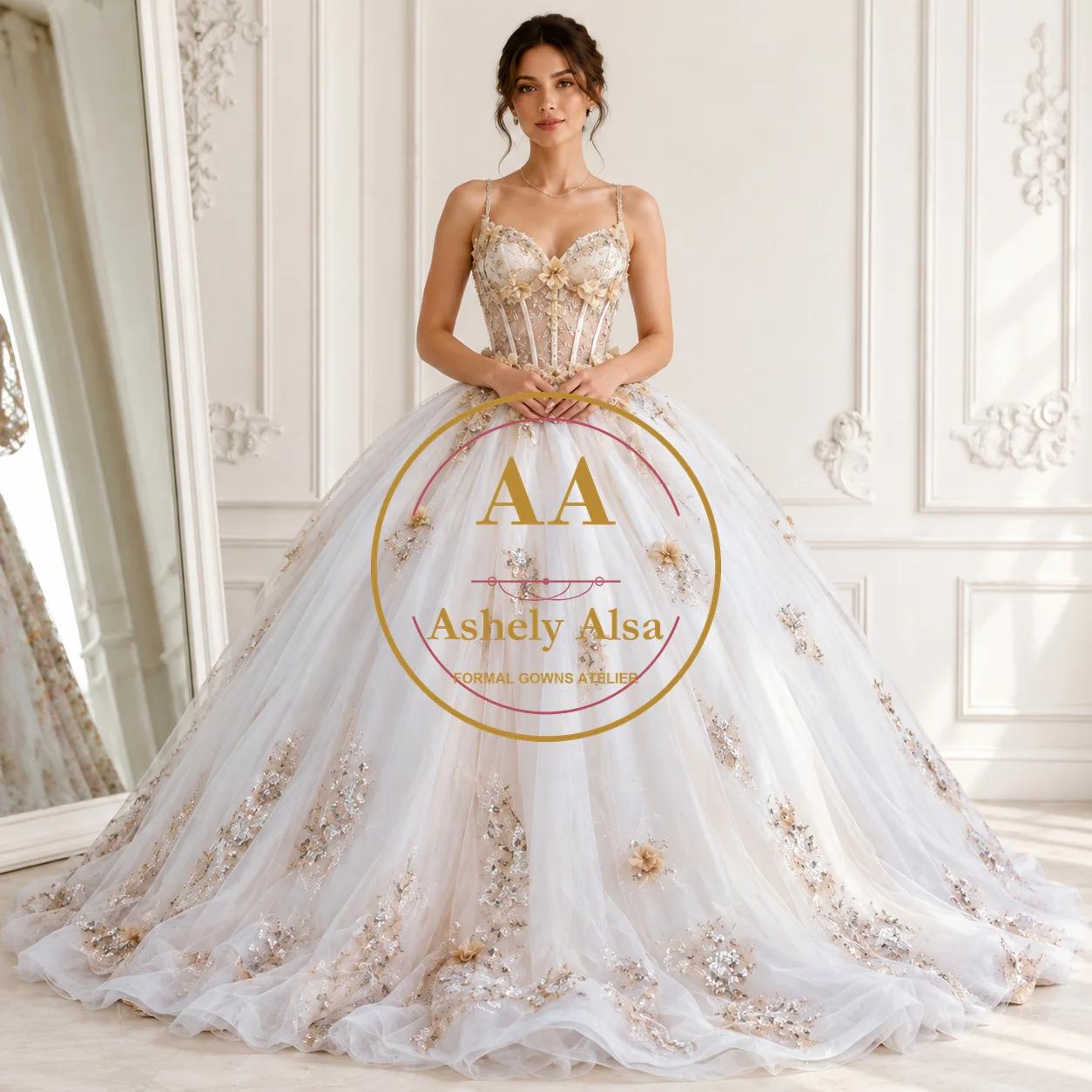 ivory gold colour dress and Gown -AliExpress POLKADOT