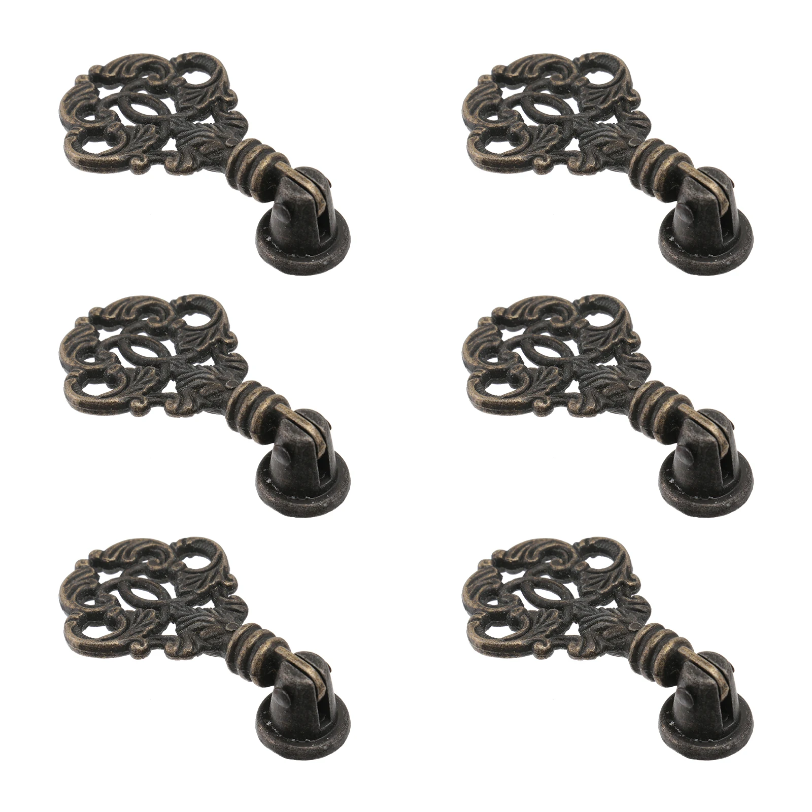 

6 Retro Handles Dark Black Zinc Alloy Vintage Decorative Cabinet Drawer Furniture Pulls European Style Hardware