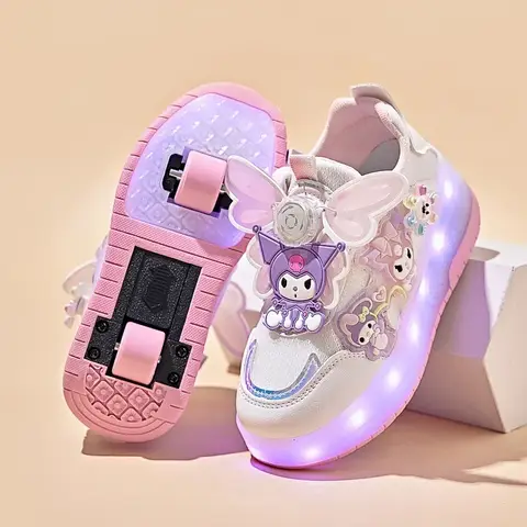 Disney New LED Lights Kids Roller Skate Shoes Kids with 2 Wheels Casual Boy Girl Casual Skating Shoes Sneakers for Boys Kids