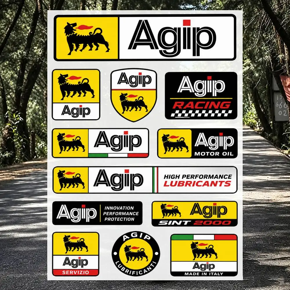 LOGO A-G-I-P Motorcycle Sticker Motorcycle Fairing Fuel Tank Helmet Car Window Trunk Scooters Universal Waterproof Vinyl Decals