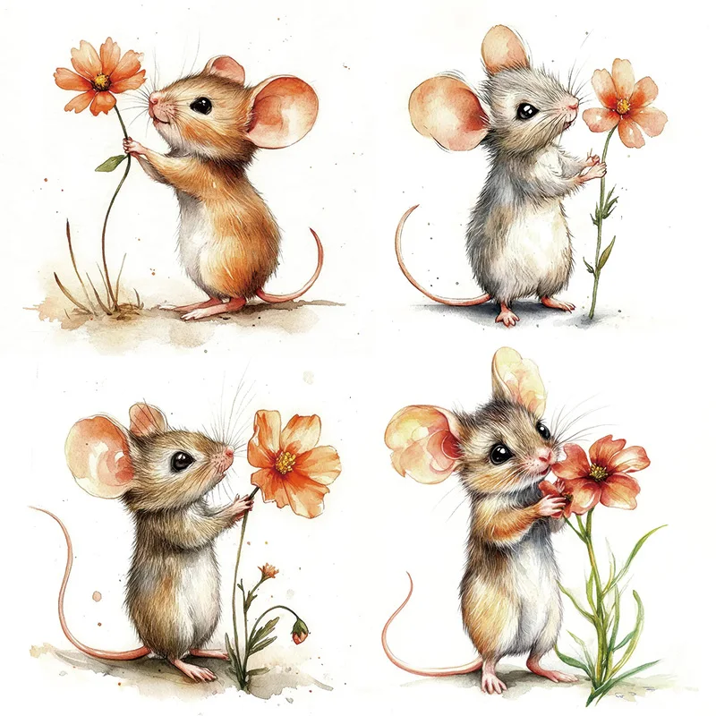 

Mouse with Red Flowers Toilet Stickers, Bright Wall for Home, Cabinet, Door,Decoration, Vinyl Car Decals, Art Wallpaper