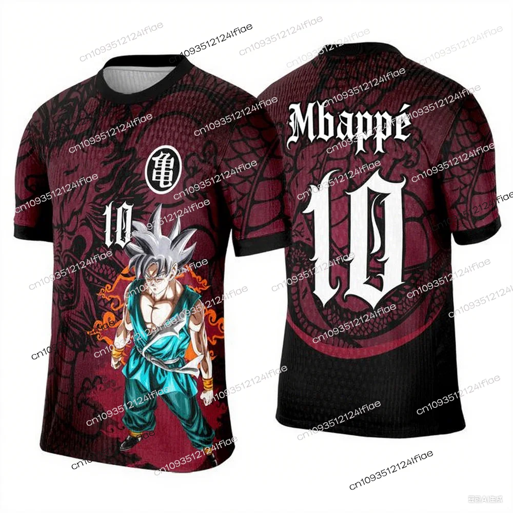 2025 Nuevo anime japonés Dragon Ball Z Producción especial Mbappé No. 10 camiseta de fútbol camiseta de fútbol para hombres/mujeres adultos