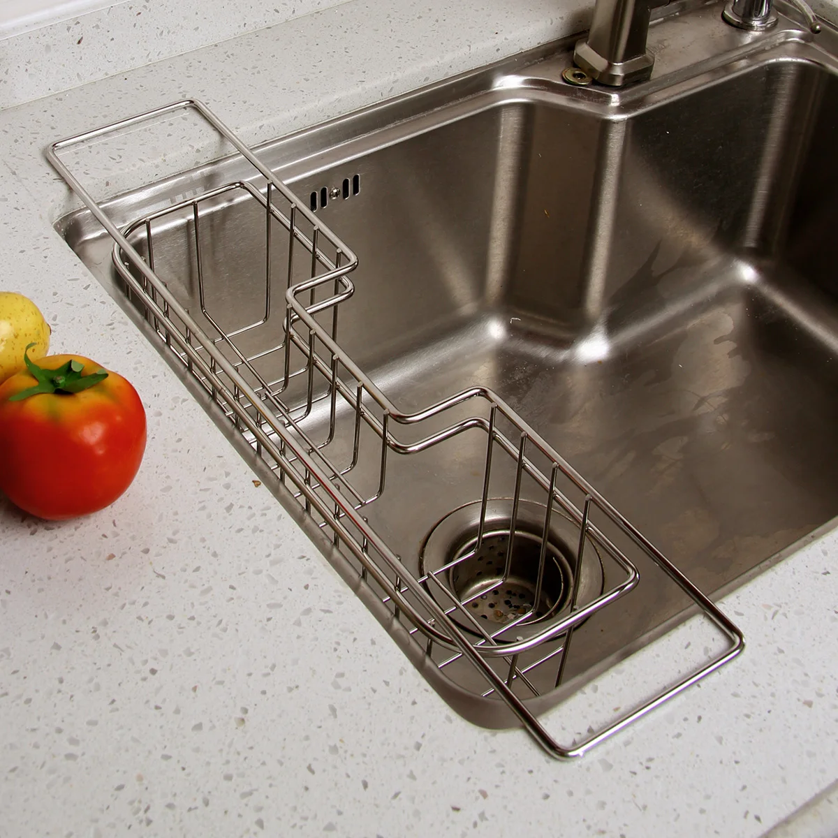 ORZ منظم مطبخ تجفيف الأطباق لوازم الفولاذ المقاوم للصدأ الإسفنج حامل رف لتجفيف الأطباق سلات تخزين اكسسوارات المطبخ