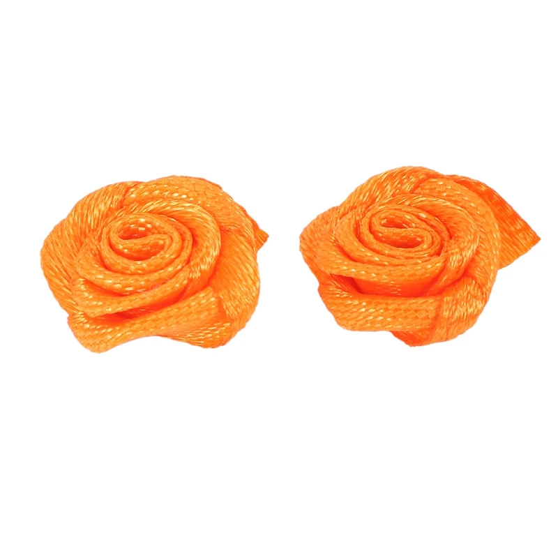 100 шт./лот, мини-атласная розовая лента ручной работы, розетки, тканевые цветочные аппликации для свадебного украшения, аксессуары для шитья-AA80