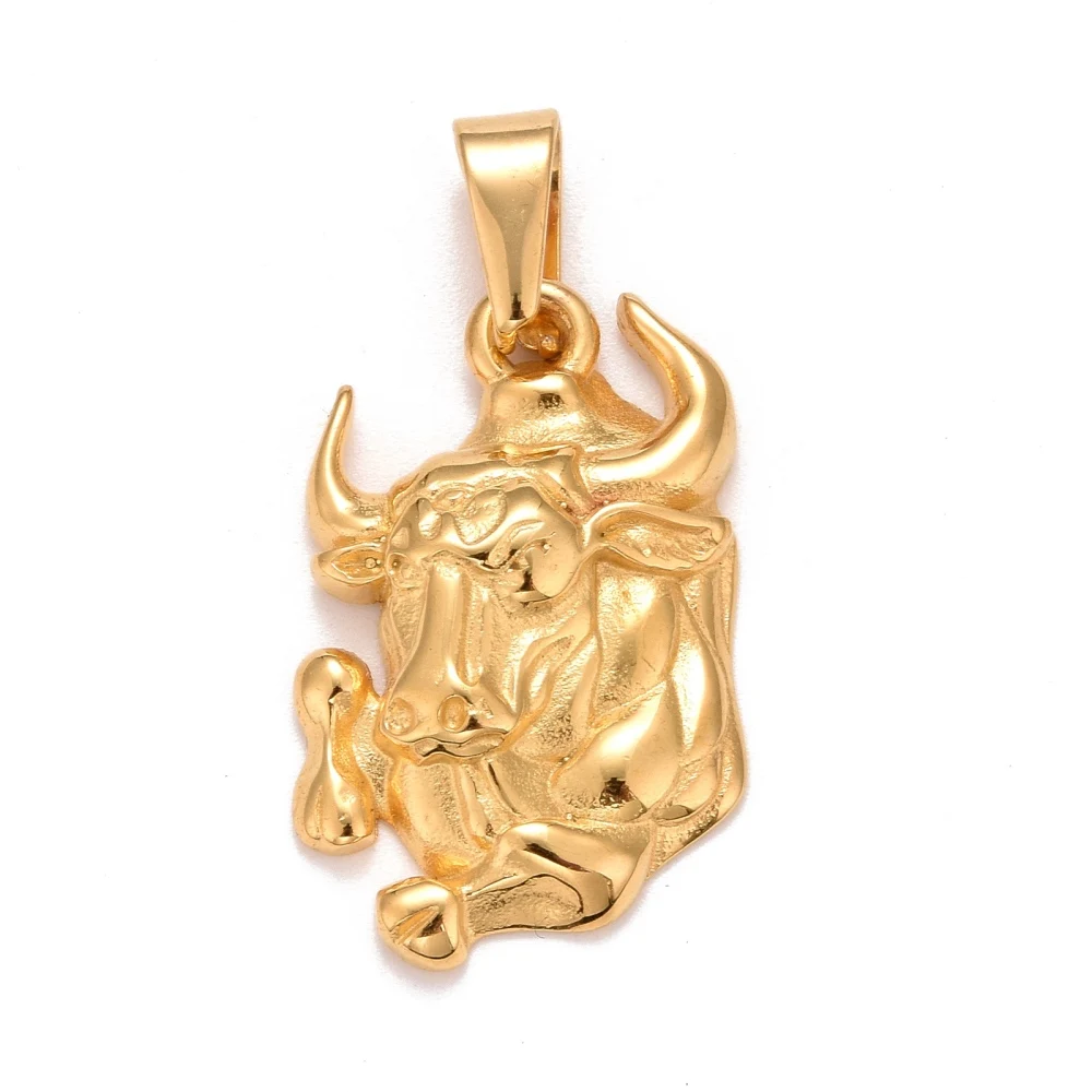 1Pc Jewelry Making Charms 304 Stainless Steel Pendants Textured Constellation/Zodiac Sign Taurus for Women DIY Necklace Bracelet