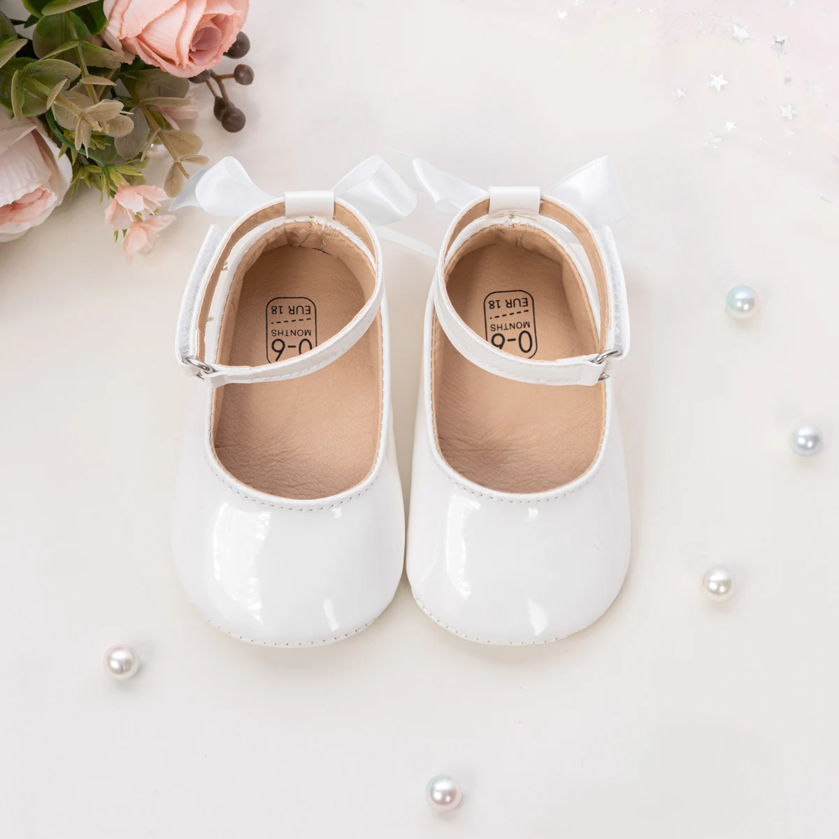 Baby Mädchen Mary Jane Ballerinas aus Lackleder mit Schleife, Prinzessinnen-Kleiderschuhe, rutschfeste weiche Sohle, für Kleinkinder, Prewalker, Party – Detail 12