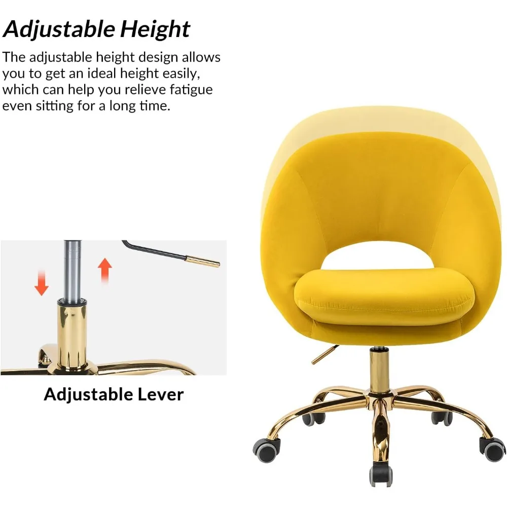 كرسي مكتب مخملي حديث من TINA'S HOME مع دوار قابل للتعديل، مكتب منجد مريح مع ظهر مفتوح، صغير لطيف لغرفة المعيشة #4