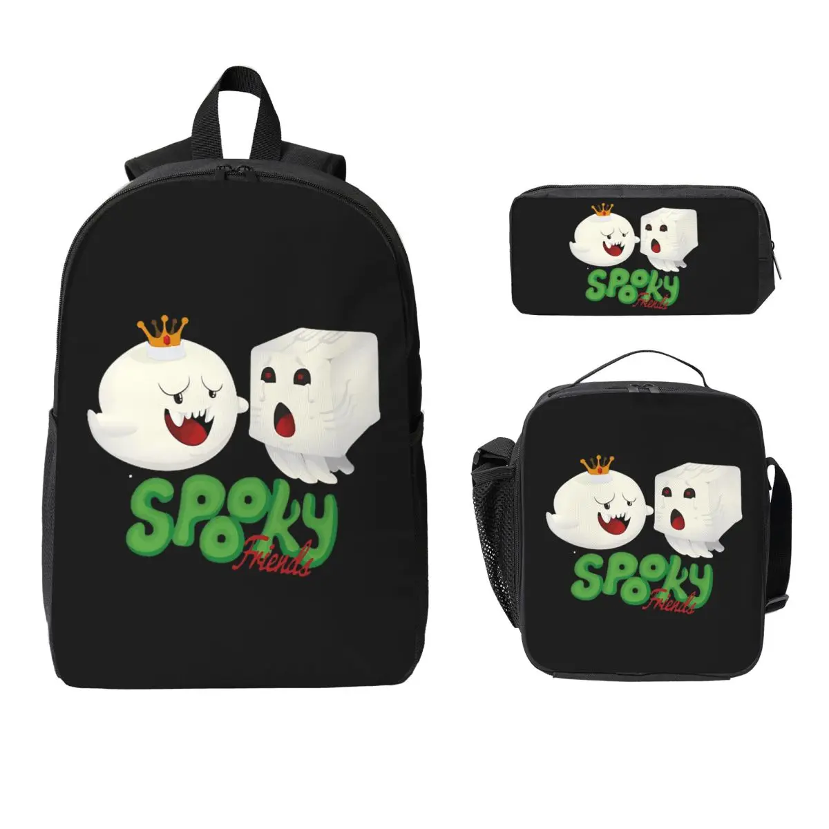 

King Boo Backpack Student Boys Girls BookBag School Bag Laptop Shoulder Bags 3ps Insulated Lunch Bag Pencil Case