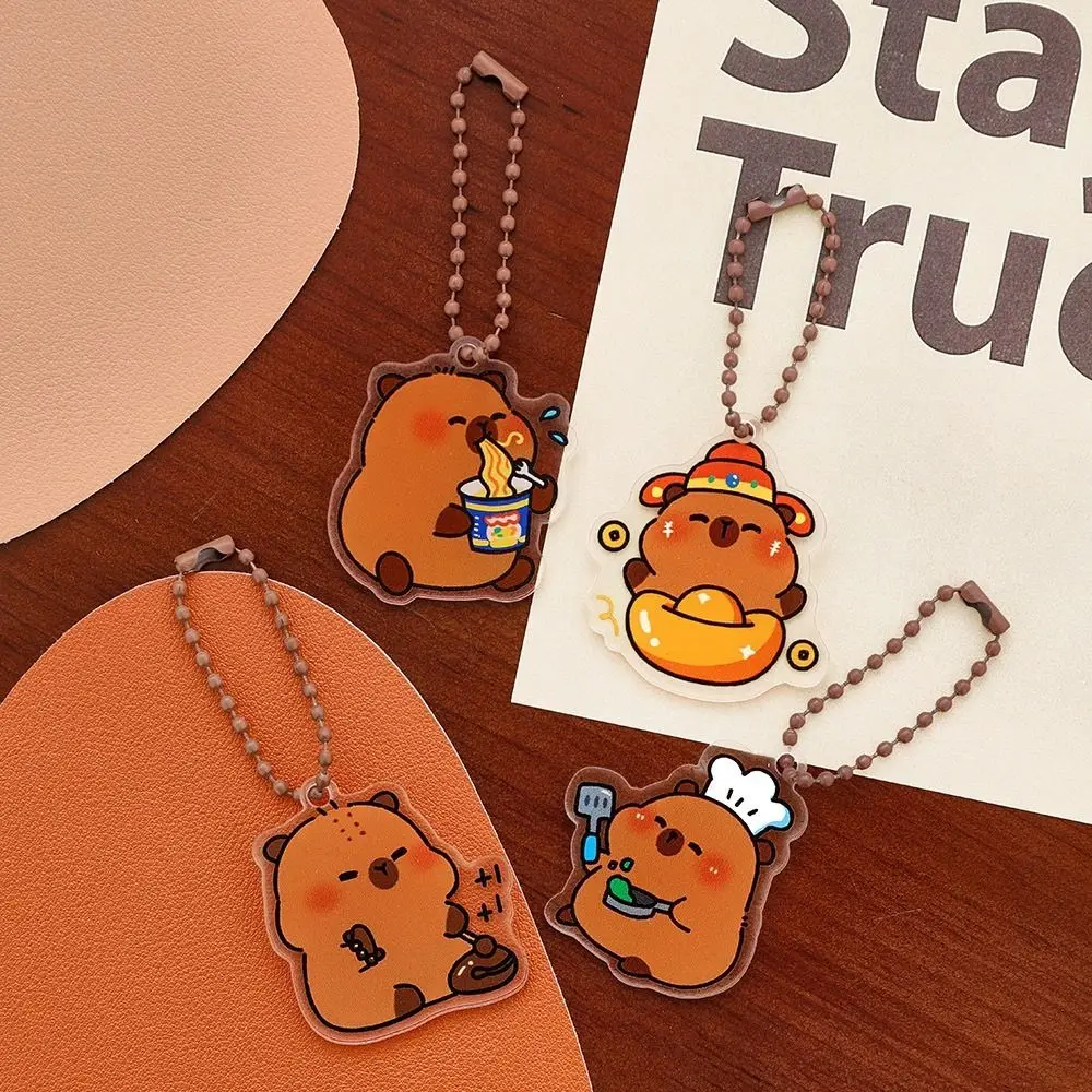 Trendy Cute Cartoon Capybara Keychain Pendant Keychain Decoration Cute Girl Acrylic Keychain Capybara Bag Pendant Lover Gift