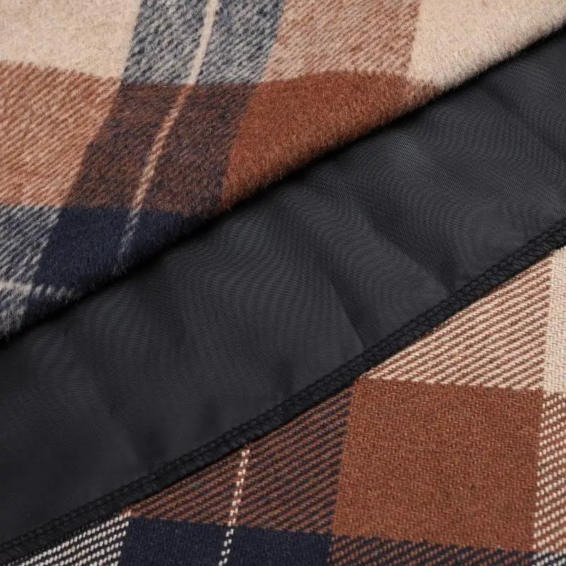 39BC Gonna a rete da donna Calda elastica in Gonne lunghe invernali in tartan a pieghe a trapezio in lana