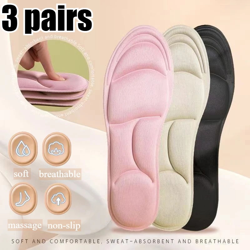 Plantillas deportivas 5D para zapatos, desodorante de espuma viscoelástica para hombres y mujeres, plantillas para correr con cojín transpirable para el cuidado de los pies, plantilla ortopédica