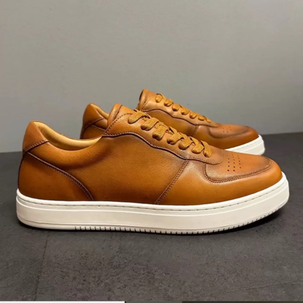 

Men's Fashionable Retro Breathable Comfortable Leather Low-Top Sneakers Versatile casual shoes