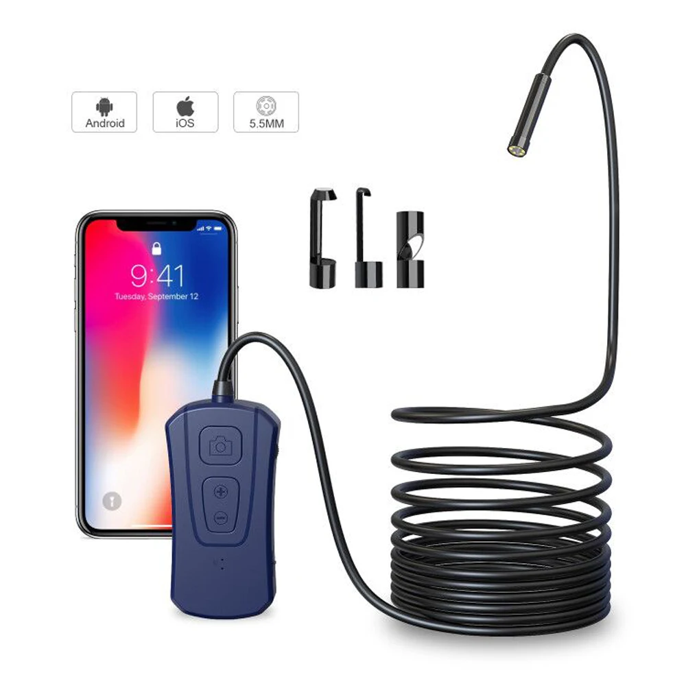 5.5 มม.2MP 1080P 3X ซูมไร้สาย WIFI กล้อง Endoscope การตรวจสอบ CMOS Borescope Otoscope กล้องจุลทรรศน์ดิจิตอล
