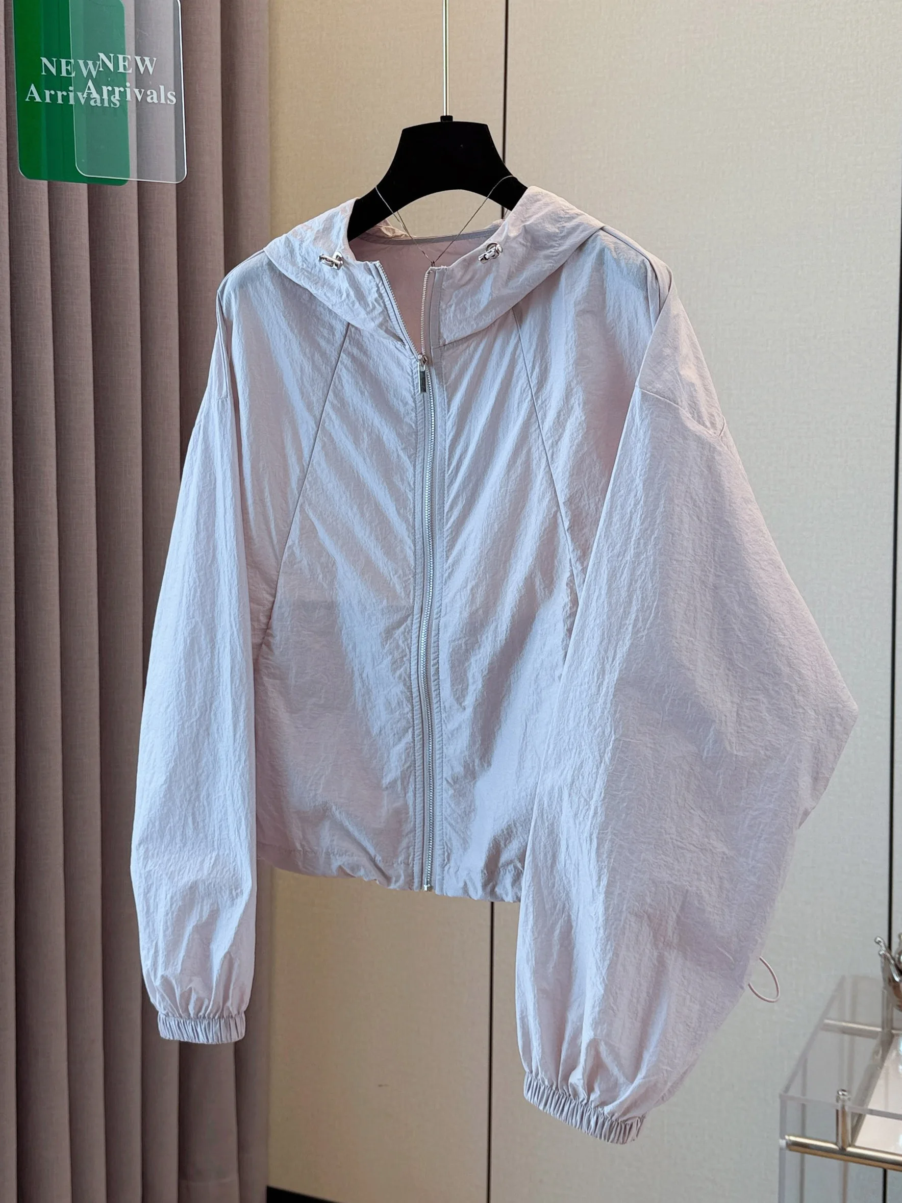 Elegant Breathable Women's Light Weight Open Cardigan Style UV Protection Outerwear Summer Hat Integrated Thin Size Small