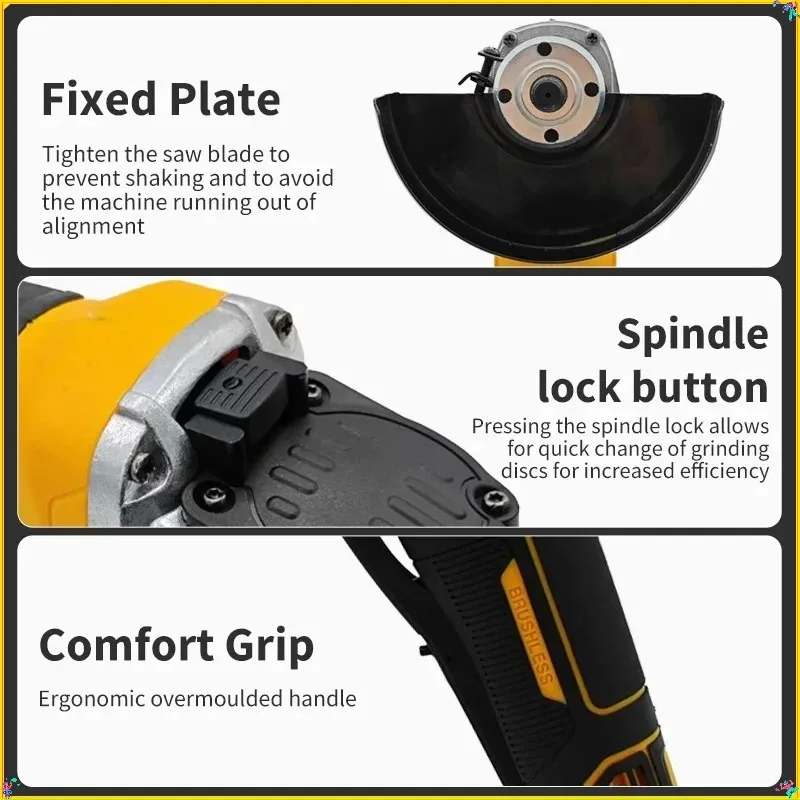 DEWALT DCG405 125mm Flat Head Angle Grinder, 20V Lithium Battery Brushless Bare Machine Cutting Power Tool