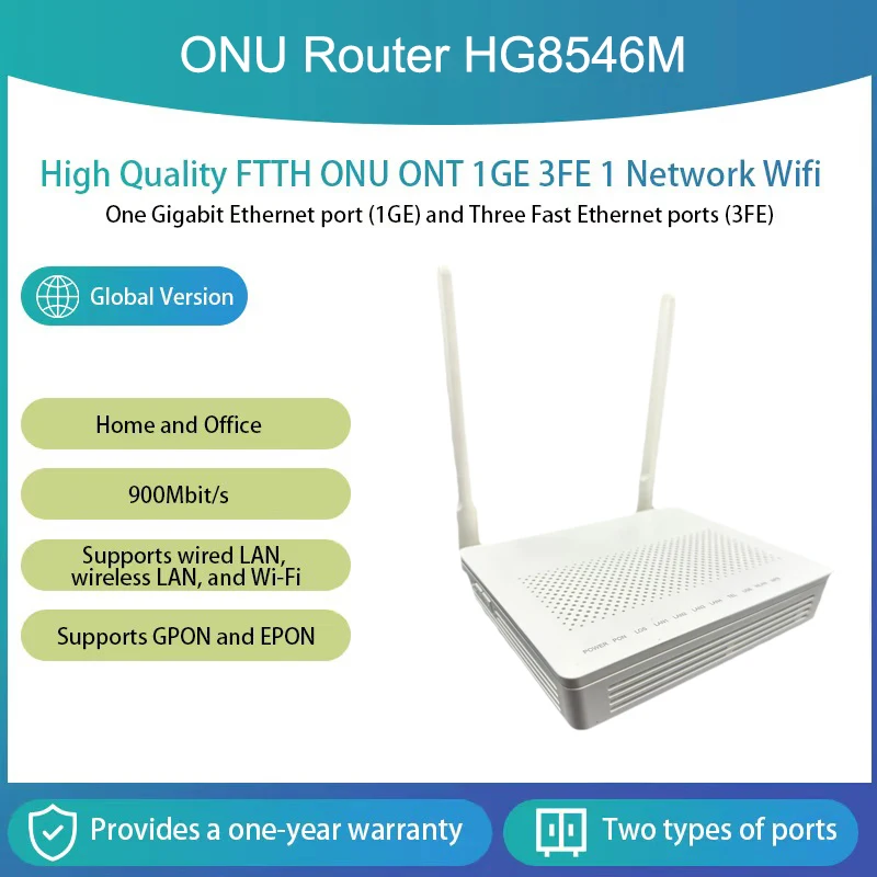 Wireless WIFI Router HG8546M XPON ONU Home and Office Original UPC ONT 1GE 3FE TEL 2.4G WIFI 5db FTTH Modem Router GPON XPON ONU