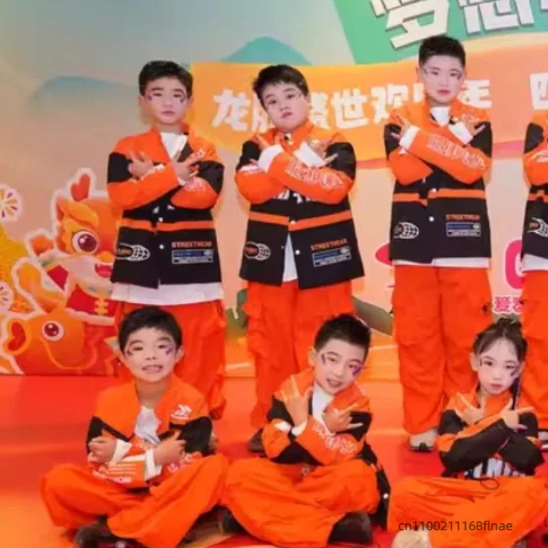 زي رقص الشوارع للأطفال، مجموعة بدلة رقص الجاز الرائعة والوسيم للدراجات النارية، ملابس عصرية الهيب هوب للأولاد والبنات