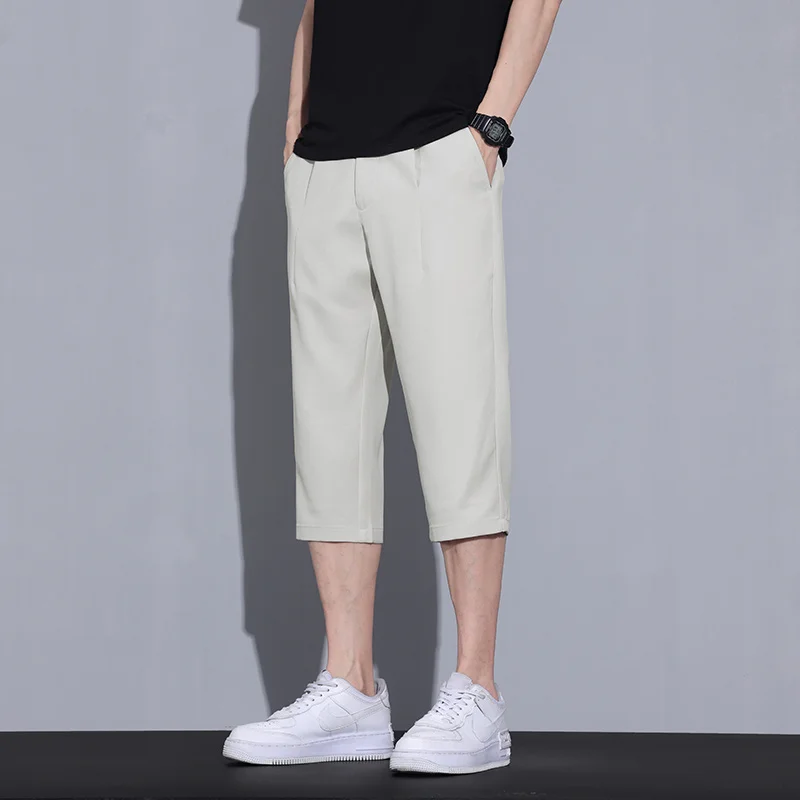 

Ice Silk Men's Shorts Summer Thin Polyester Pants Sports Casual Straight Shorts Oversize Sweatpants Quick Drying Jogger Beige