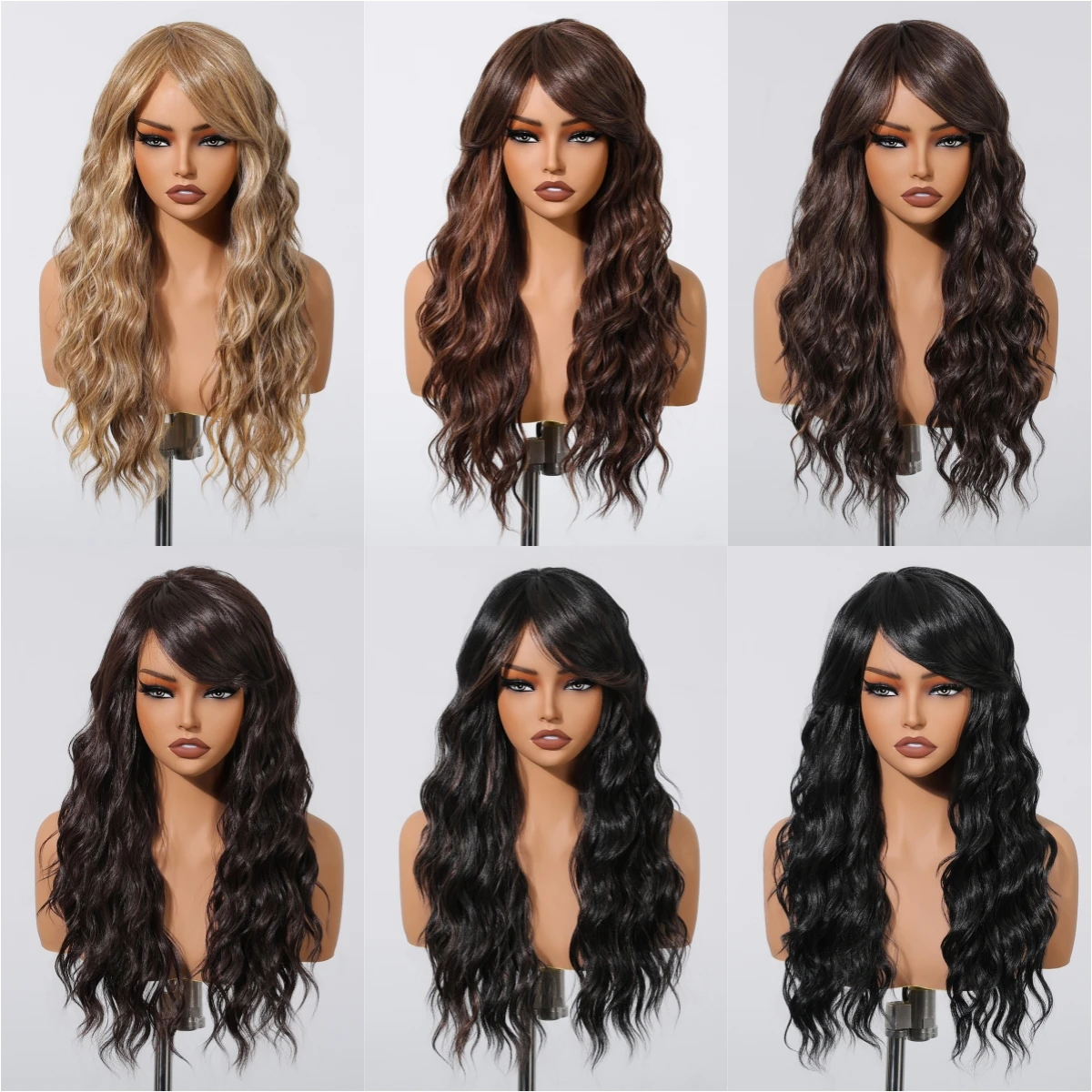 Blonde Mermaid Waves Synthetic Wigs Golden Hair Long Deep Wavy Wigs Heat Resistant Synthetic Wigs For Black Women Cosplay Wigs