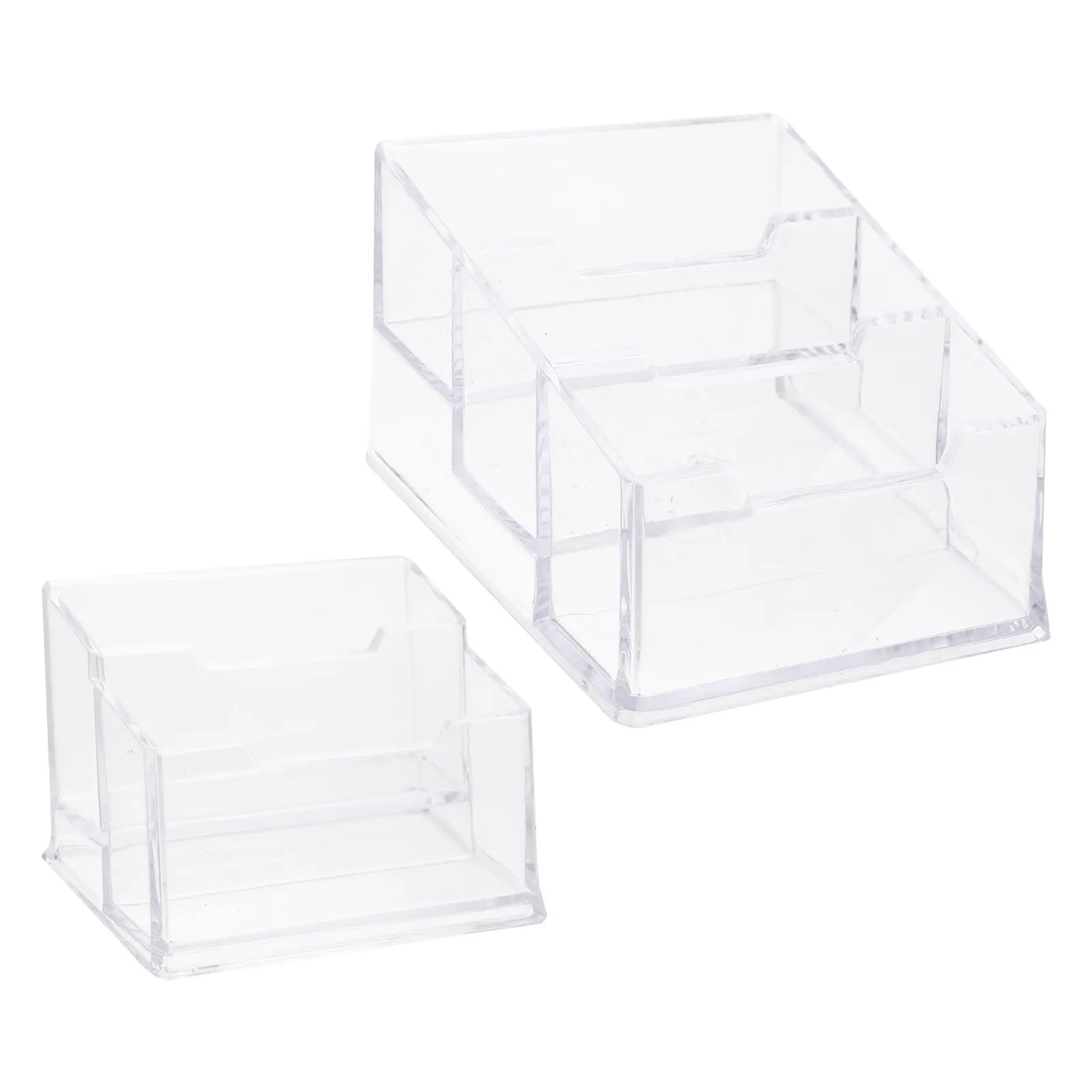 

Коробка для визитных карточек, 2 шт., акриловый настольный органайзер, прозрачный держатель большой вместимости с нескользящим основанием для офисных принадлежностей
