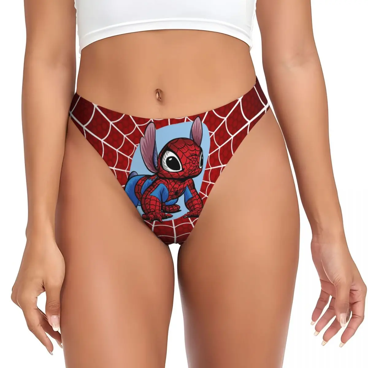 

Custom Women Stitch Spider Man Anime G-string Thong Female Breathable Panties Underwear