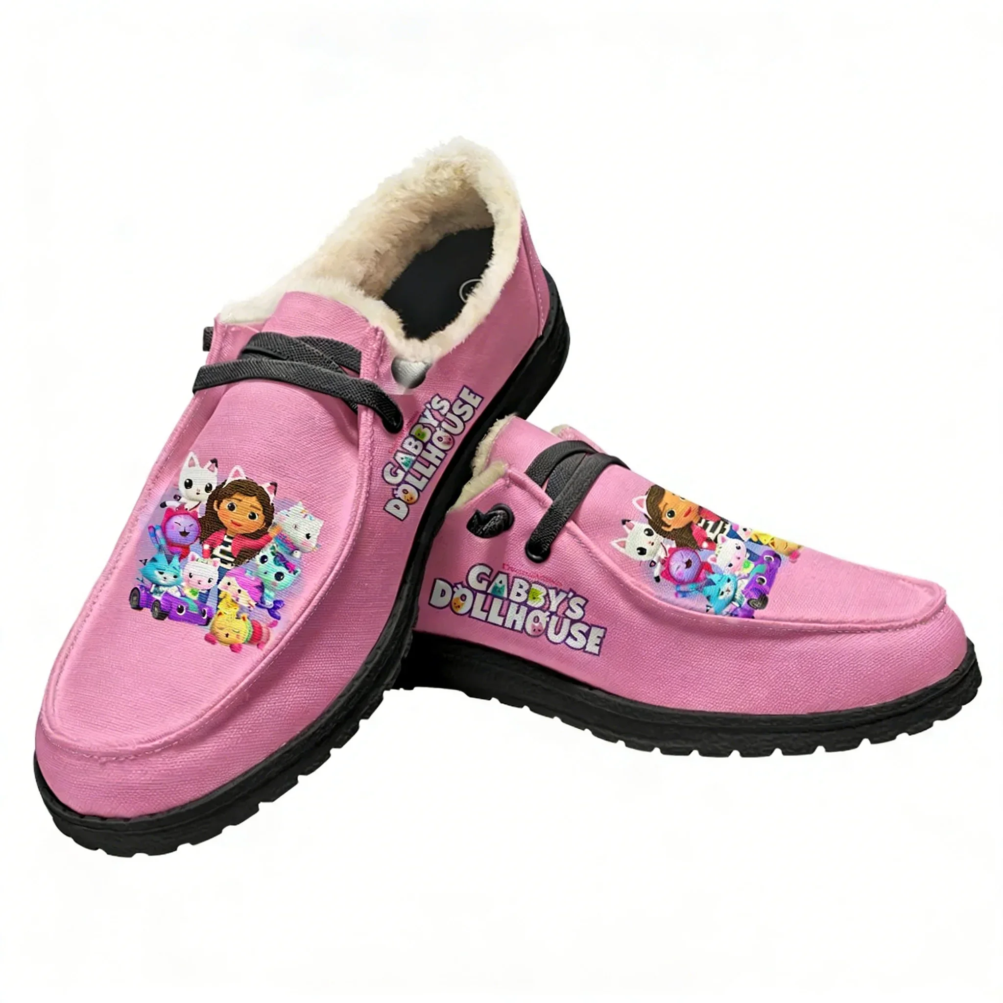 

Gabby's Dollhouse Velvet Flat Shoes Man Women Warm Casual Shoe Indoor Outdoor Light Shoe Couple Cartoon Customized Couple Shoes