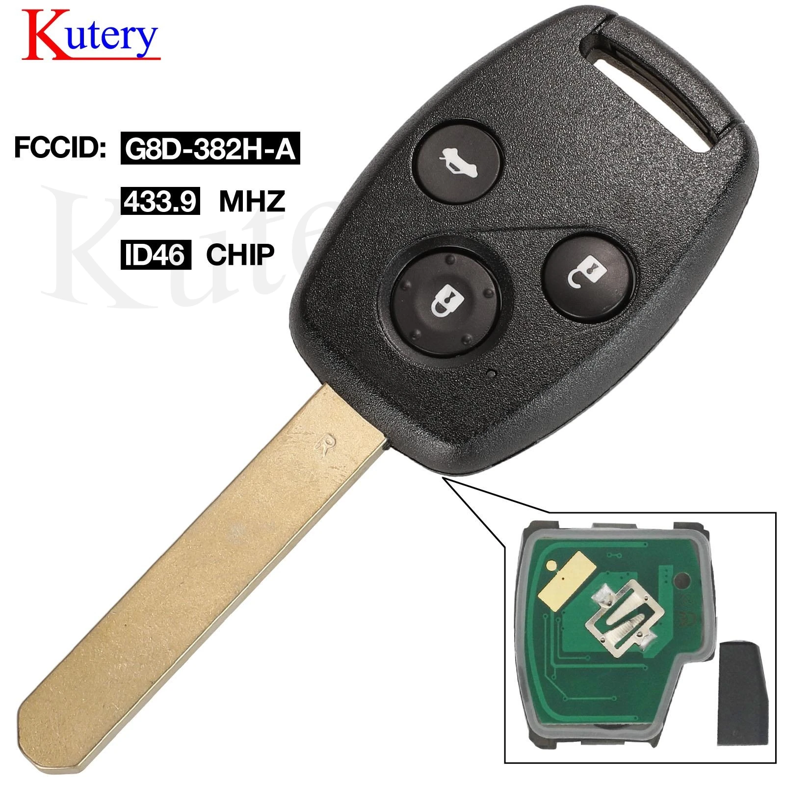 jingyuqin G8D-382H-A/G8D-384H-A Car Remote Key fit for Honda Accord Element CR-V HR-V City Odyssey Civic 3 Buttons 433.9/315Mhz