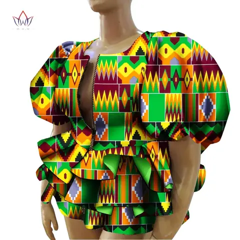 BintaRealWax afrikanskt tryck toppar skjorta för kvinnor Dashiki tre lager pendelrock lyktaärm traditionella kläder WY9530 12 best sales Ankara-topp - №6