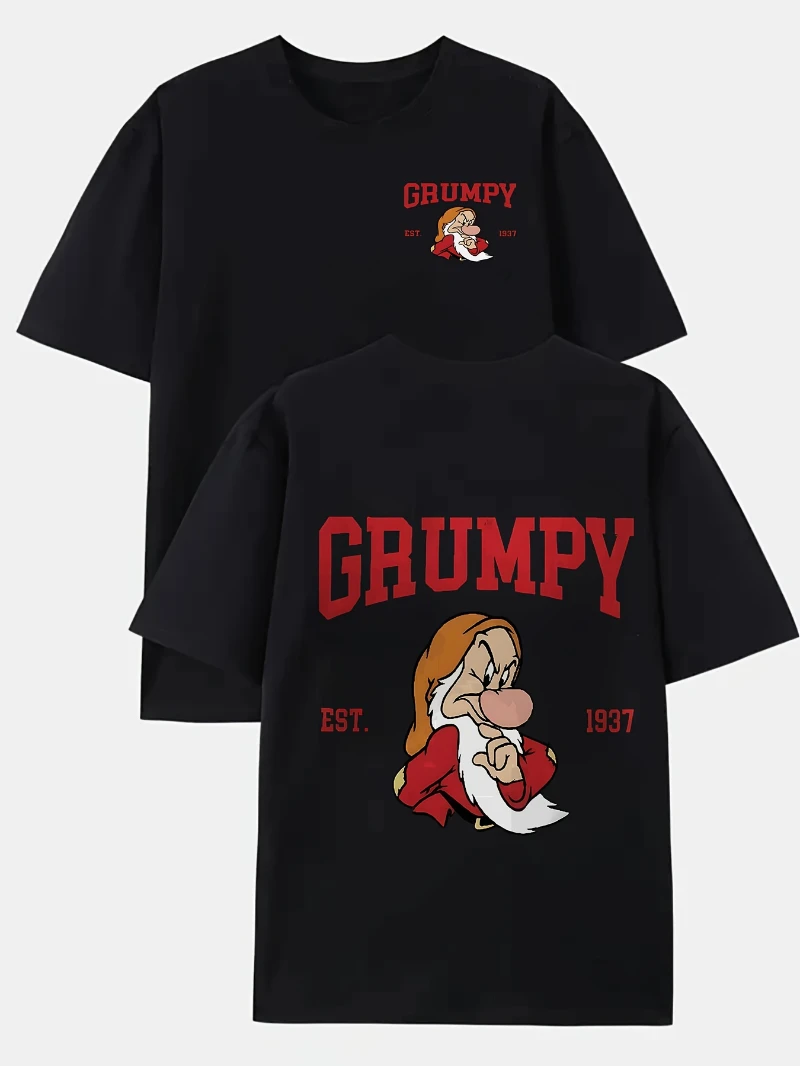 

Disney Snow White and The Seven Dwarfs Adult Pattern T-shirt Casual Round Neck Short Sleeve Retro Men