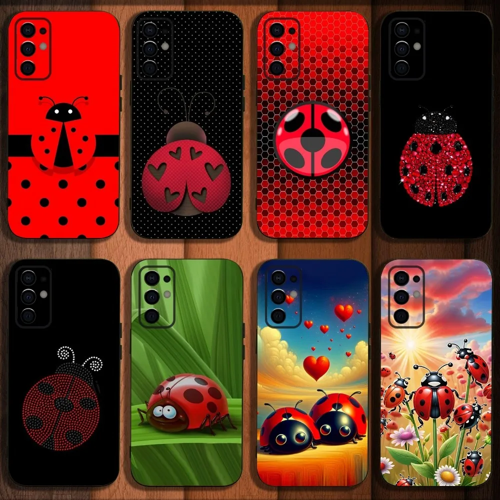 Ladybug Insect Red Black Phone Case For Samsung S24,S21,S22,S23,S30,Ultra,S20,Plus,Fe,Lite,Note,10,9,5G Black Soft Cover