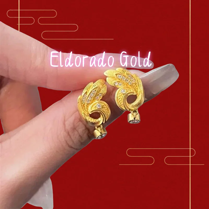 

High quality AU750 18K gold studded with diamonds, Peacock, Ruyi Wing, women's earring jewelry, engagement party giftValentine's