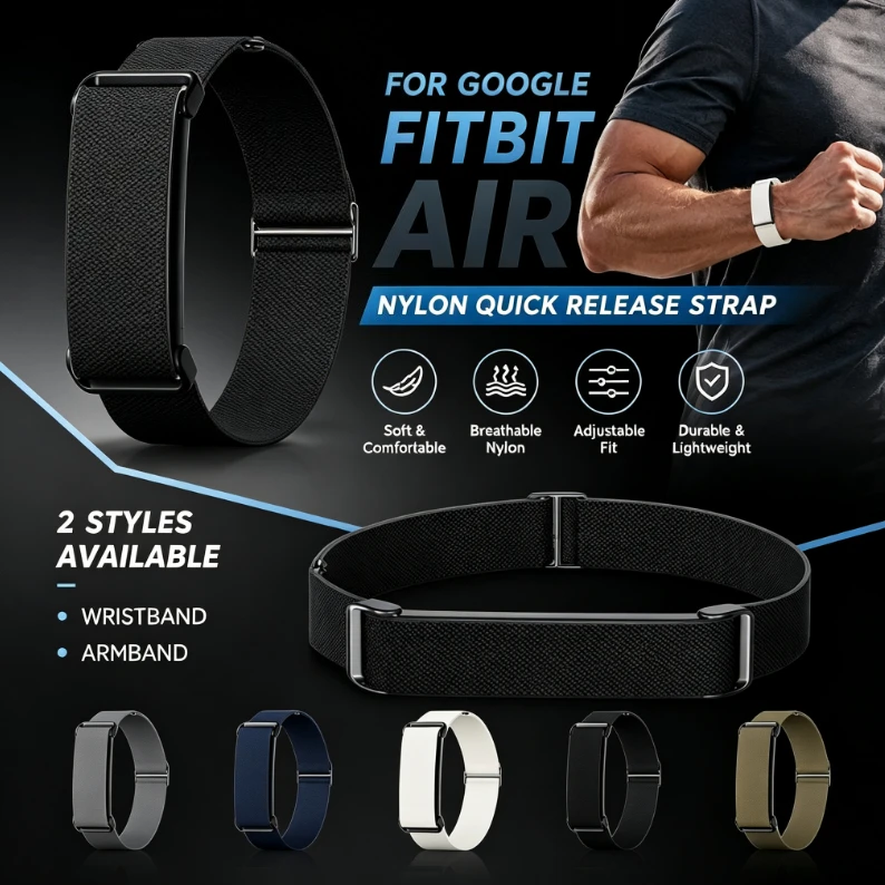 2PC Nylon Strap for Google Fitbit Air Straps Biceps Strap Fitness Tracker Replacement Band Adjustable