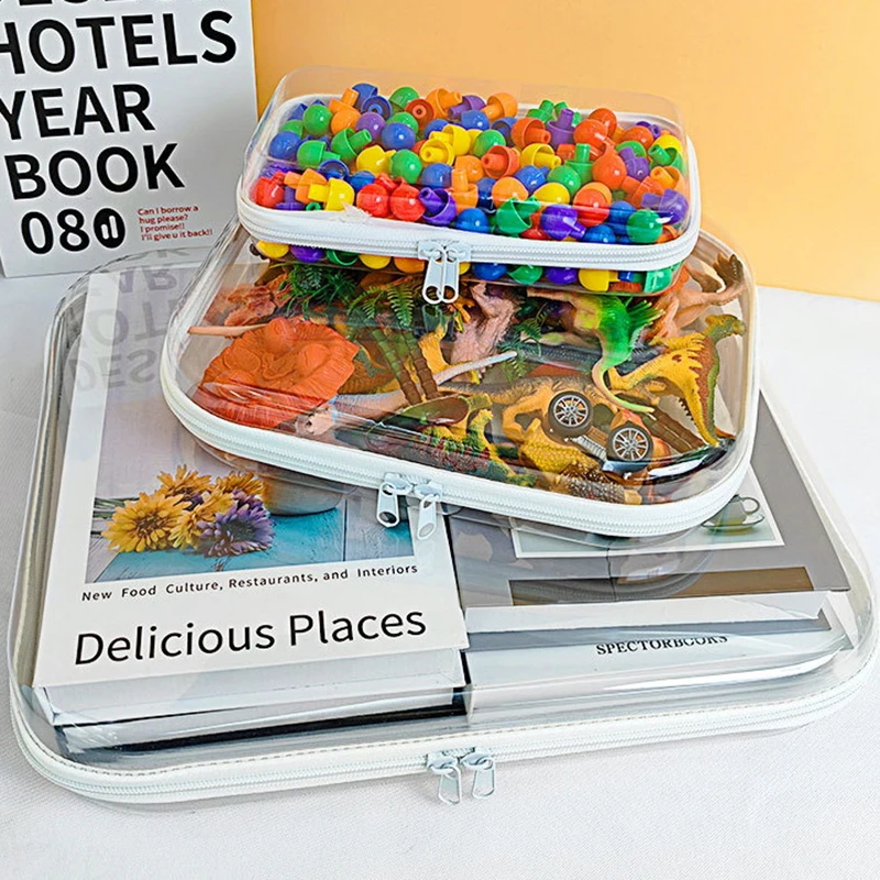 하드 클리어 지퍼 케이스, 휴대용 여행 메이크업 가방, 더블 지퍼 하드 백, 장난감 보관, 홈 정리함, 1 개, 3 개