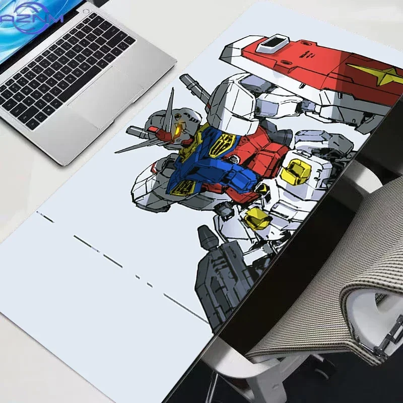 Light Tone Background Sketch Comic Style Anime Mecha Robot With Shield Mouse Pad, Rubber Non-Slip Base, Smooth Fabric Gaming Des