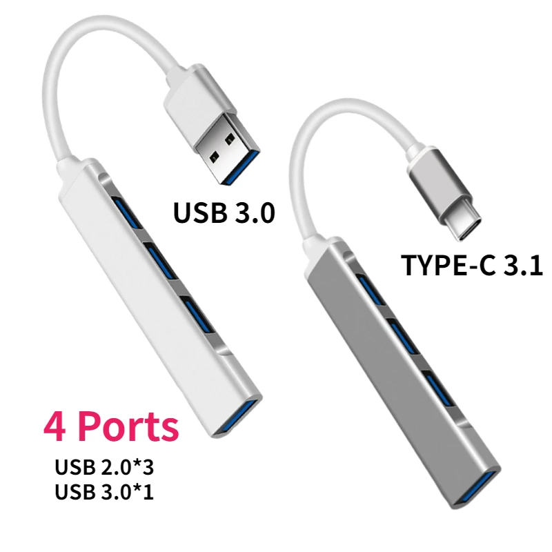 USB 3.0/2.0 TYPE-C 3.1 4 Ports USB Hub Multi OTG High Speed 5Gbps For Macbook PC Computer Phone Mobile U disk Mouse Keyboard