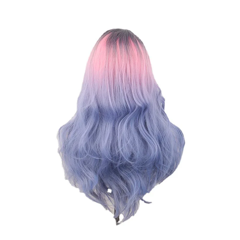 Dyed Three-Color Gradient European and American Style Wig Headgear Female Chemical Fiber Wig E-Commerce Long Curly Hair Medium B