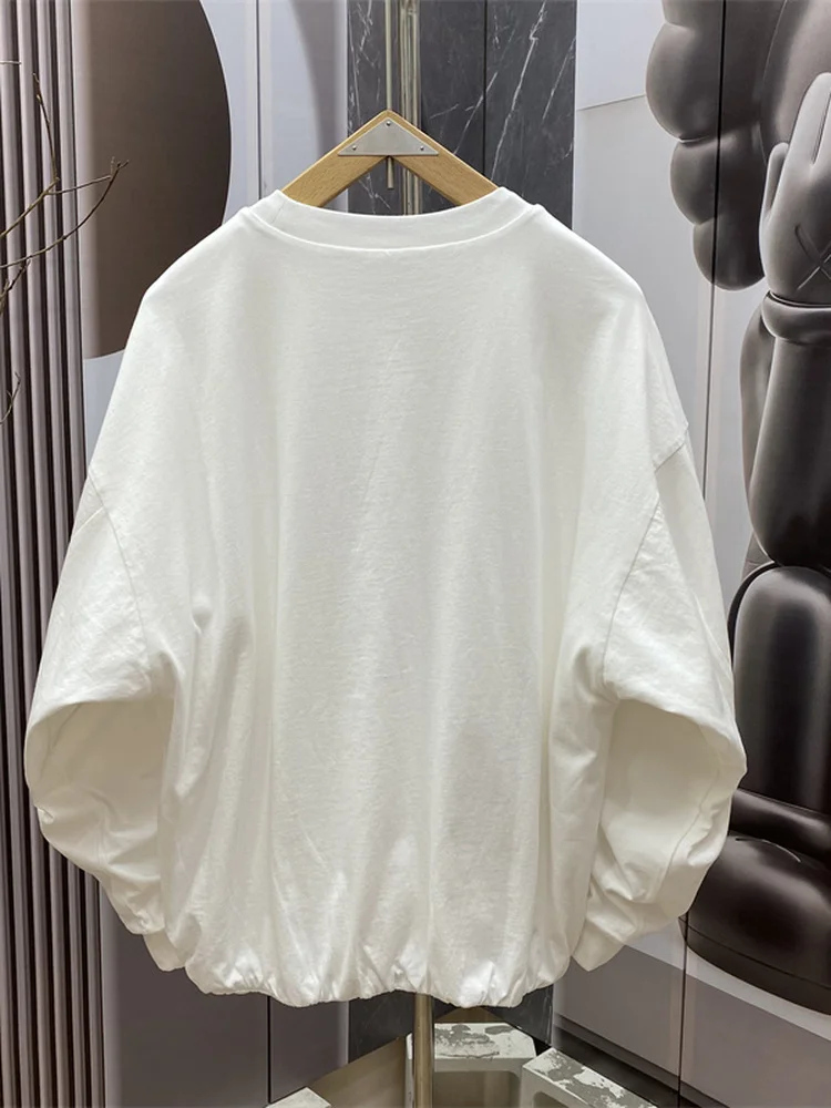 الأمريكية Sle جولة Ne Sweatirt الرجال فضفاض تصميم غير رسمي على الوجهين ارتداء إلكتروني طباعة أعلى تنفس القطن طويل Sve #2