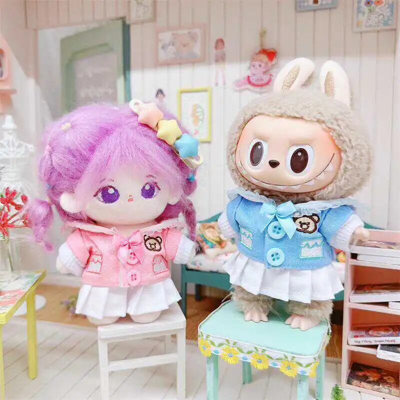 10cm Cute Dress 2Pcs Set Idol Doll Clothes Kawaii JK Uniforms for Plush Cotton Idol Doll Cartoon Fans Girls Collection Gifts