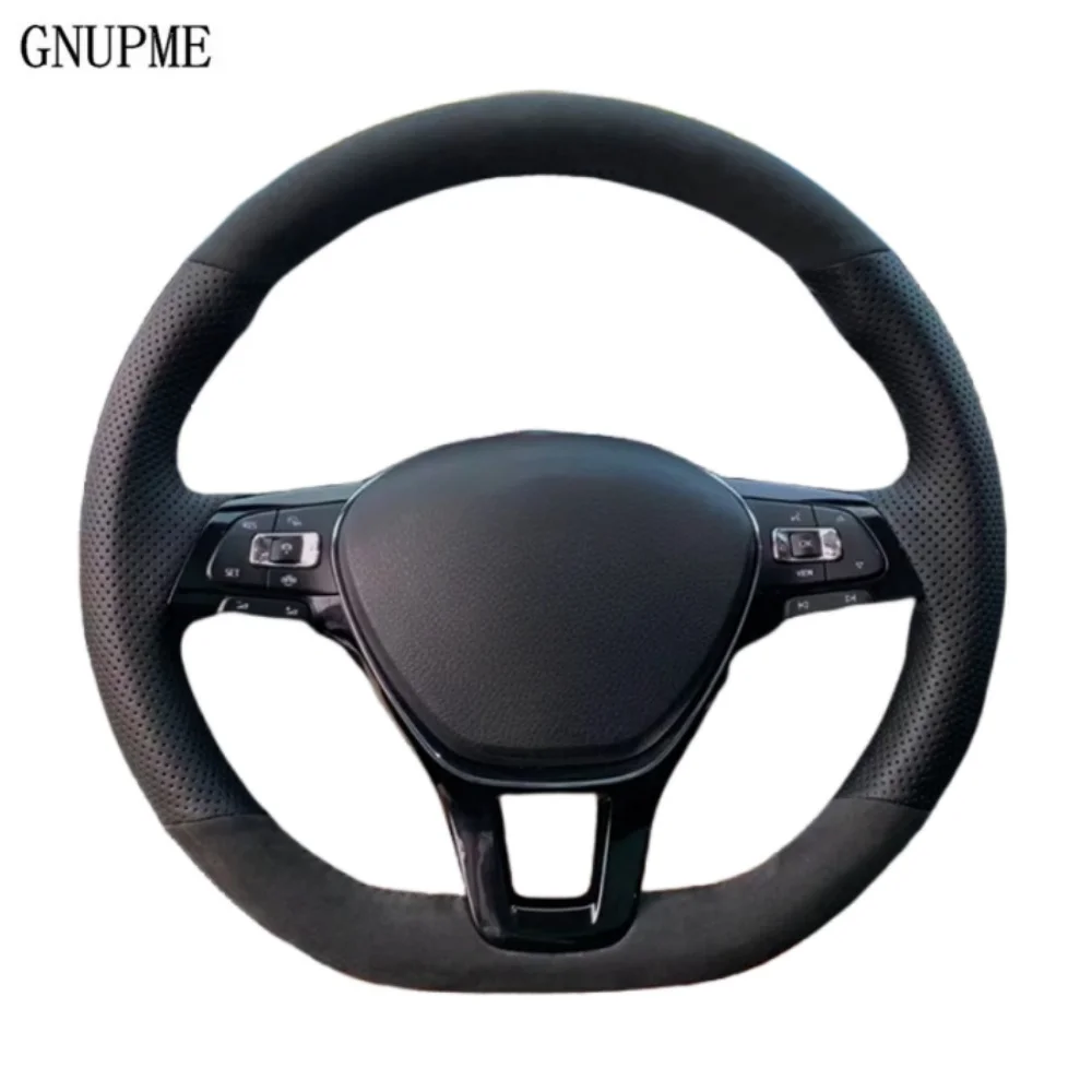 

Custom Anti-Slip Hand-stitched Black Suede Leather Steering Wheel Cover For Volkswagen VW Golf 7 Mk7 New Polo Jetta Passat B8