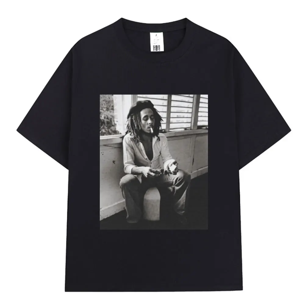 Reggae Music Originator Bob Marley T Shirt Men Vintage Gothic T-shirt Cotton Casual Oversized Short Sleeve T-shirts Streetwear