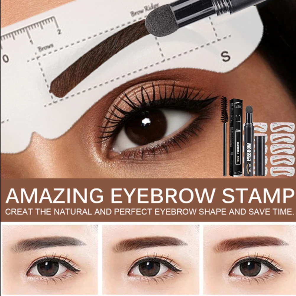 Eyebrow Stamp Shaping Kit แป้งกันน้ํา Eyebrow Stencils (สีเทาเข้ม)