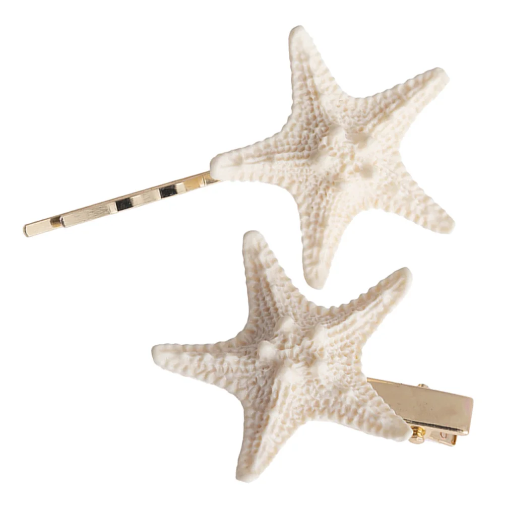 

2 шт., заколки для волос с морской звездой, смоляные заколки из кожи аллигатора, пляжные аксессуары для волос, свадебная прическа, зажим для волос русалки
