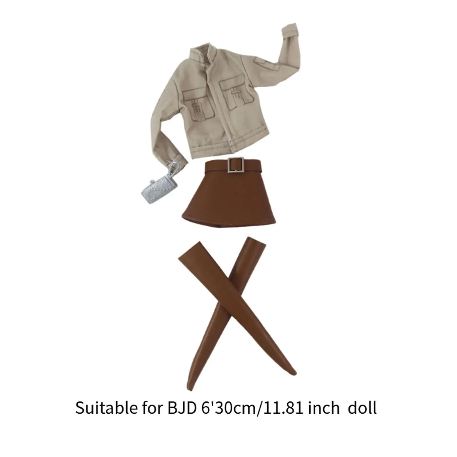 Handcrafted 30cm Doll Clothes Outfit Designer BJD Jacket Skirt Set for Girl Dolls Dress Up Play