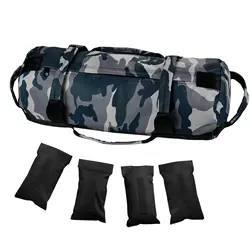 Fitness Heavy Duty Workout Sandbag with 4 Adjustable Filler Bags Training Weight Bags for Exercises Gym Camouflage Blue