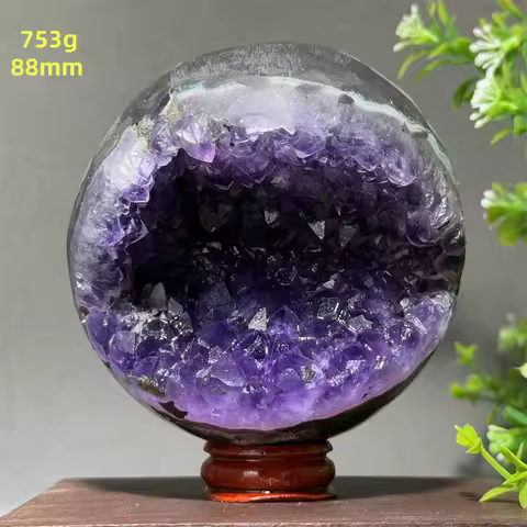 Natural Amethyst Cluster Opening Laughing Ball Mineral Original Stone Healing Energy Wealth Home Decoration Lucky Gift +Base