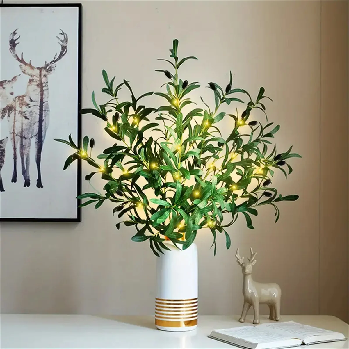 Olive Branch LED Decorative Lamp Battery Powered Suitable for Christmas New Year Wedding, Birthday Party Desktop Decorative Lamp