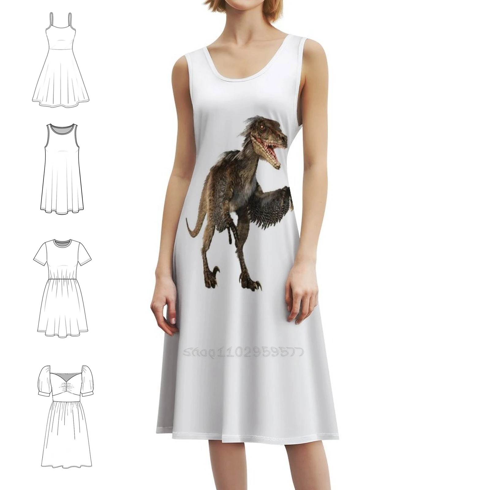 

World Dinosaur T-Rex 22, женское элегантное праздничное платье, платье трапециевидной формы с короткими/длинными/без рукавов, варианты World Dinosaur World Raptor