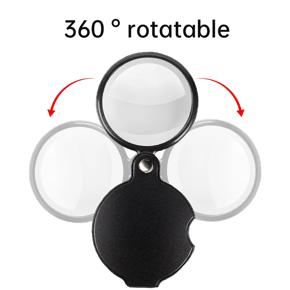 10X Occhiali di ingrandimento Manico Flessibile Senior Pocket Glass Magnifier con Copertura in Pelle Mini Pieghevole Vetro di ingrandimento per la