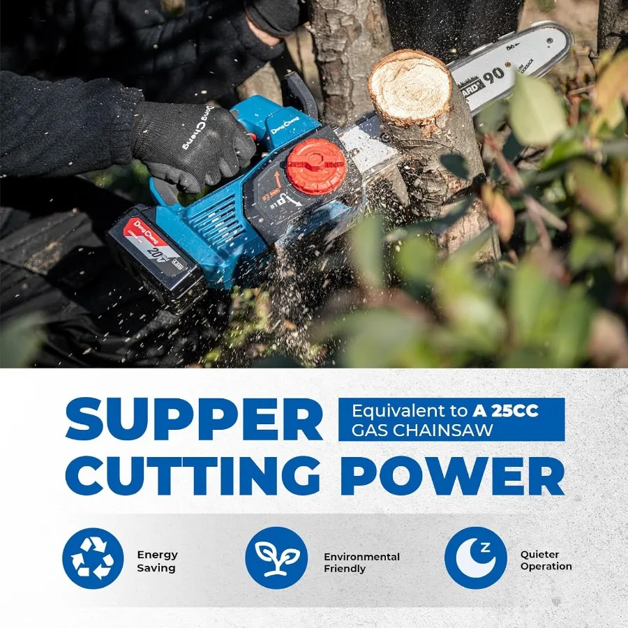 Gergaji Mesin Tanpa Kabel Tanpa Sikat 12 Inci Bertenaga Baterai 20V dengan 2 Baterai 4000mAh untuk Pemotongan Kayu dan Pemangkasan Pohon yang Efisien